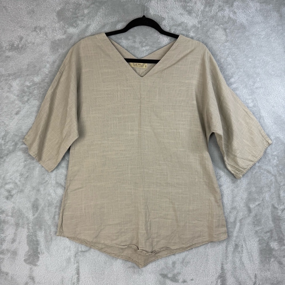 Ezze Wear 100% Cotton Brown Top Lagenlook Women's Tunic Blouse Canada Medium